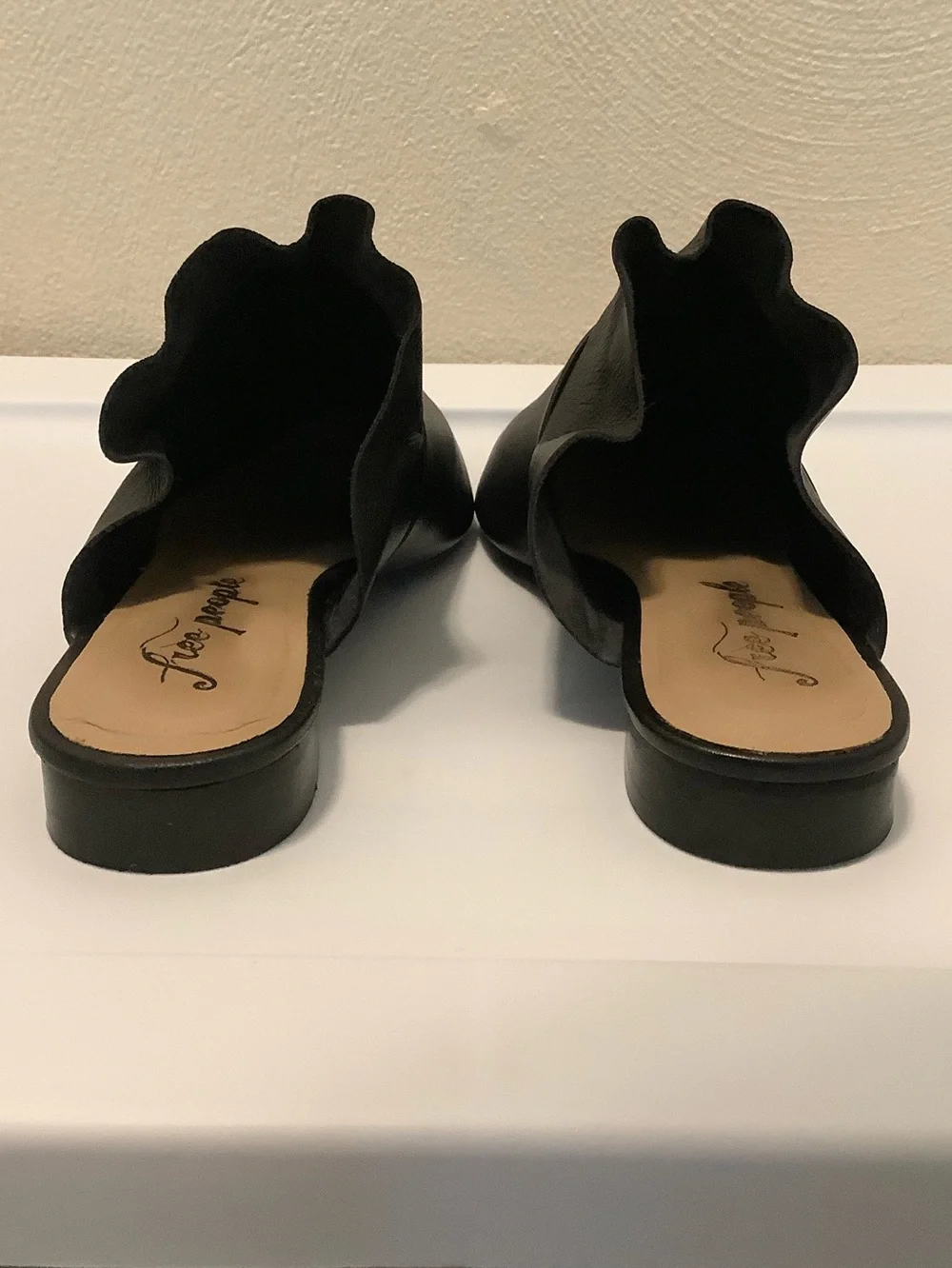 Free People Black Pointed Leather Mules